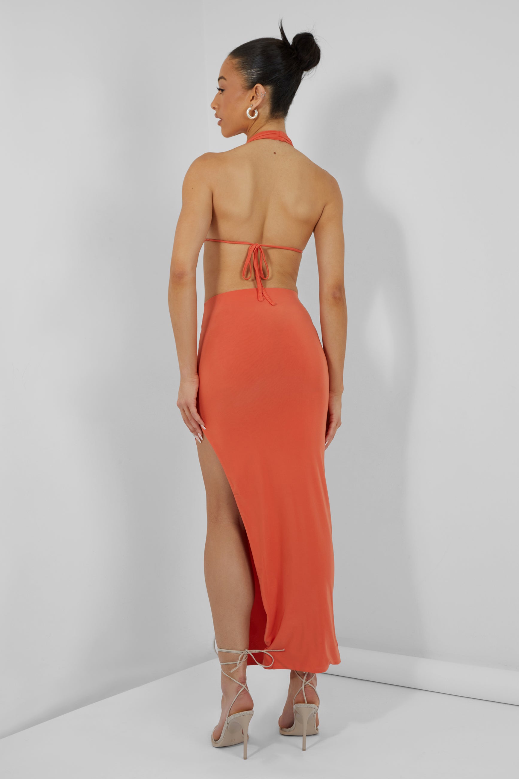 SLINKY MIDAXI SKIRT ORANGE