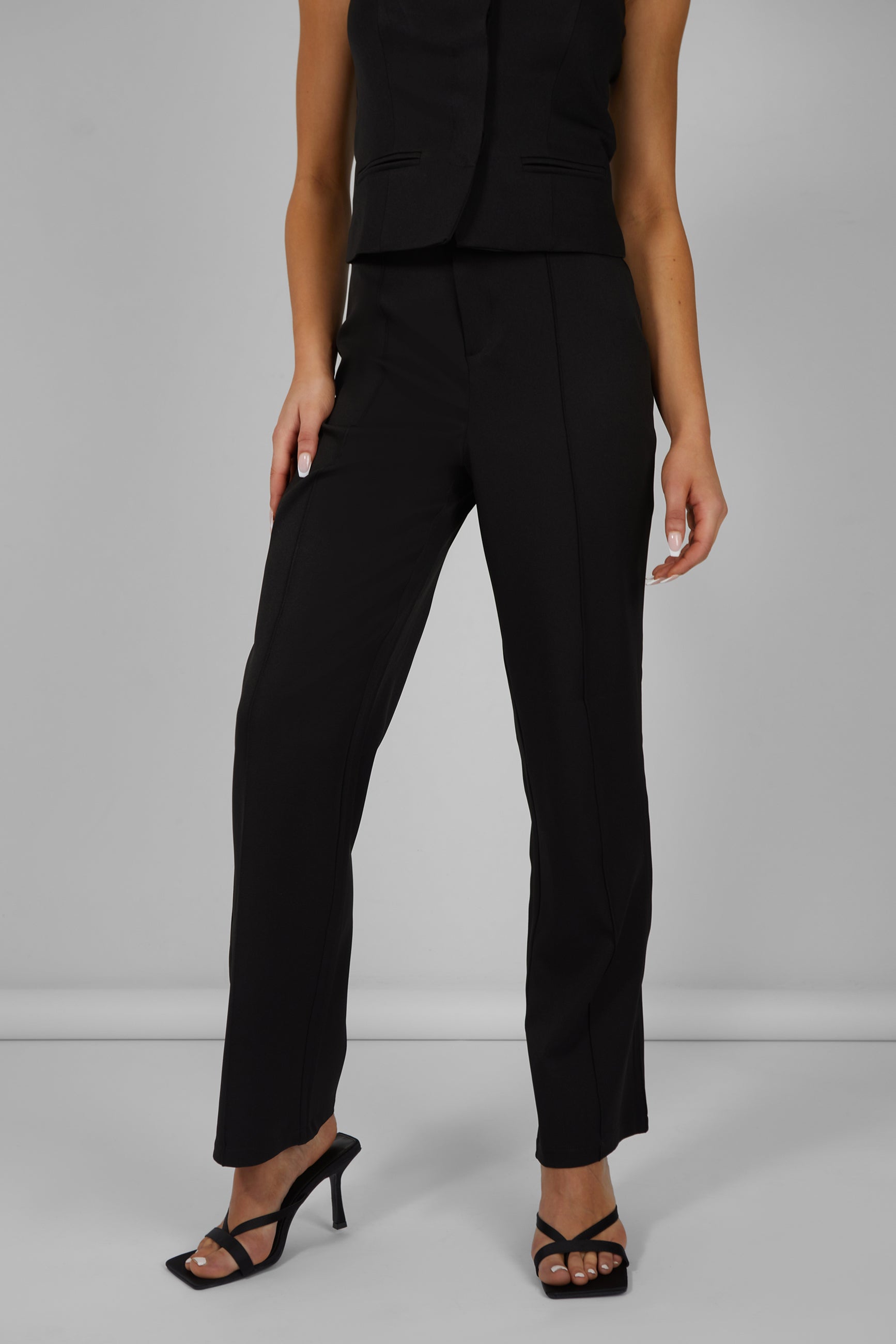 Tailored Extreme High Waisted Slim Leg Trousers Black