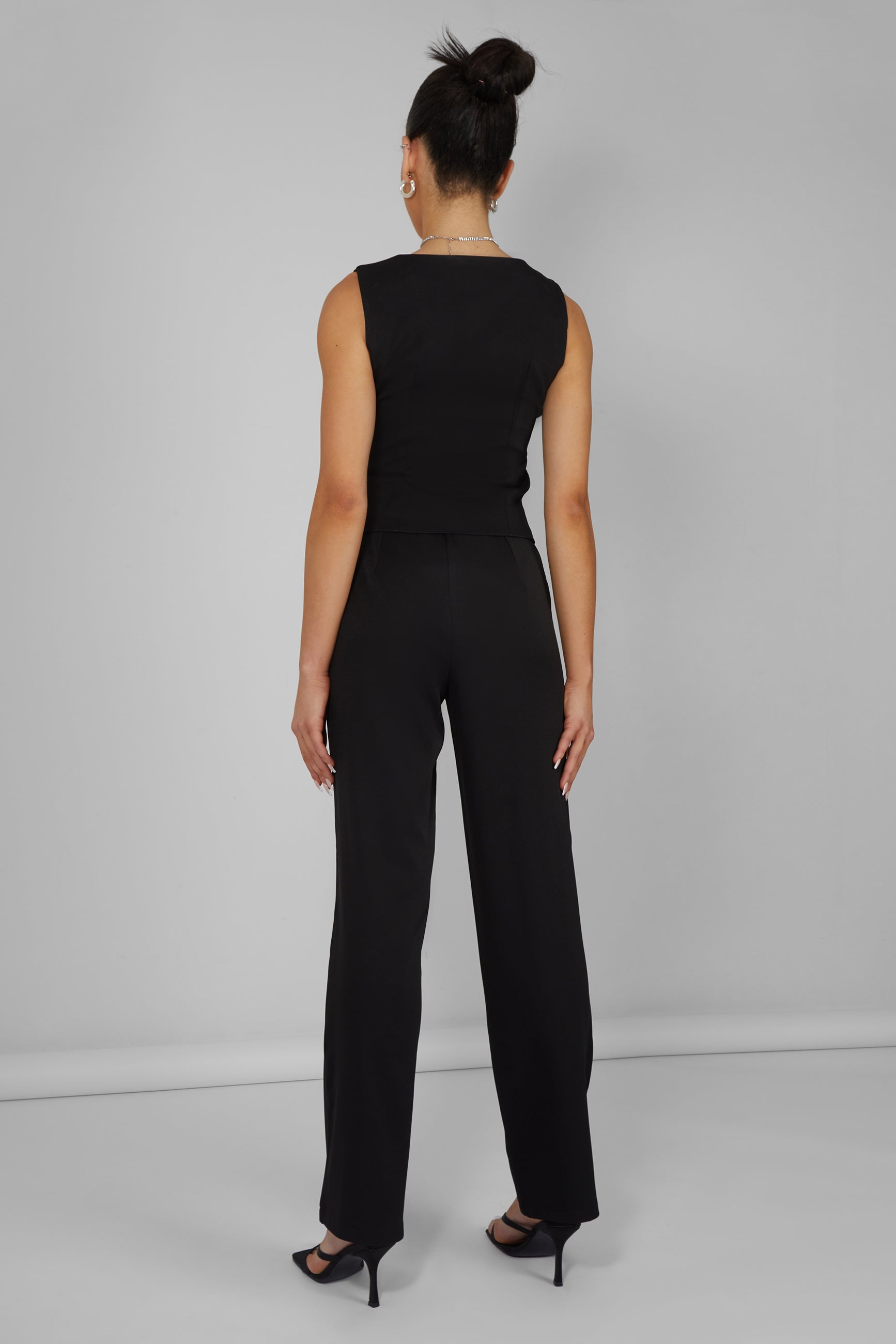 Tailored Extreme High Waisted Slim Leg Trousers Black