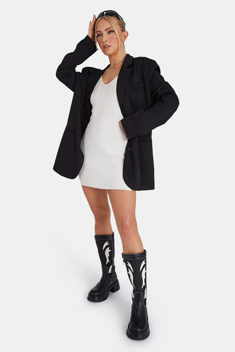 Oversized Longline Blazer Black