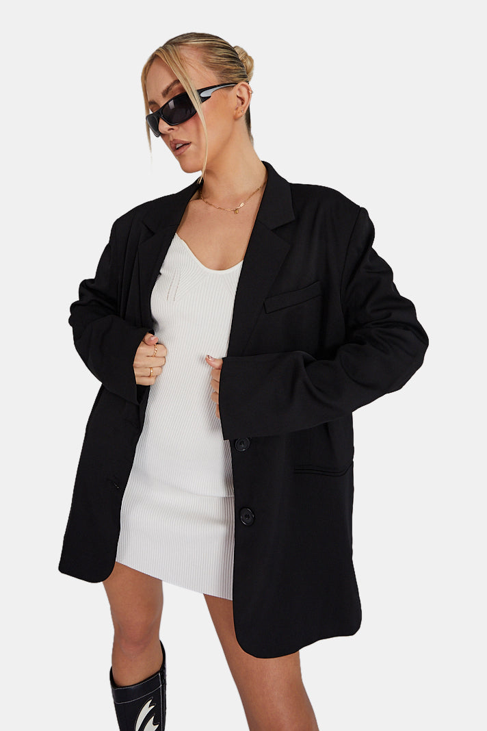 Oversized Longline Blazer Black