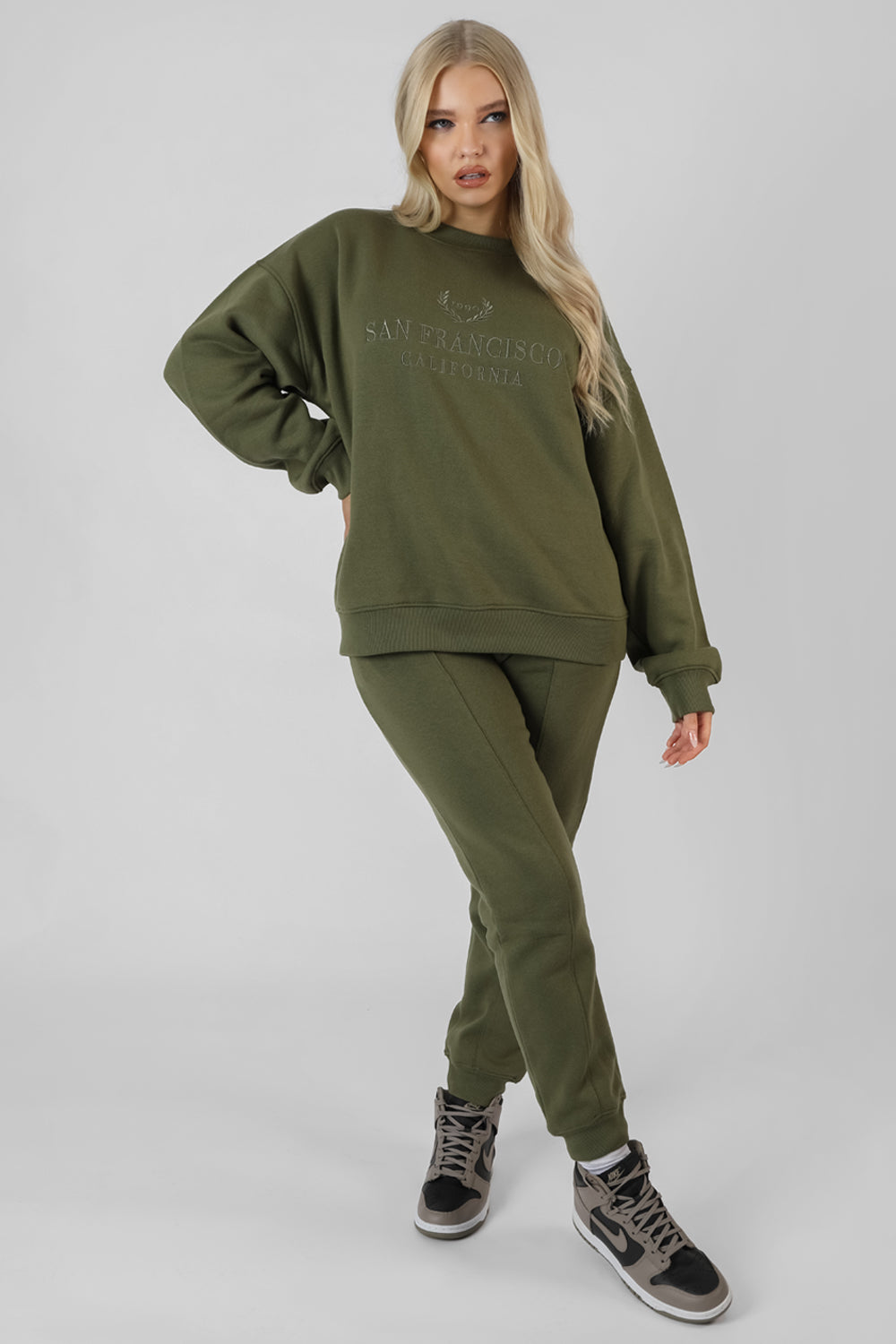 OVERSIZED EMBROIDERED SWEATSHIRT KHAKI