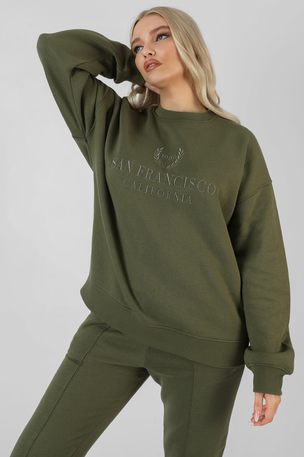 OVERSIZED EMBROIDERED SWEATSHIRT KHAKI