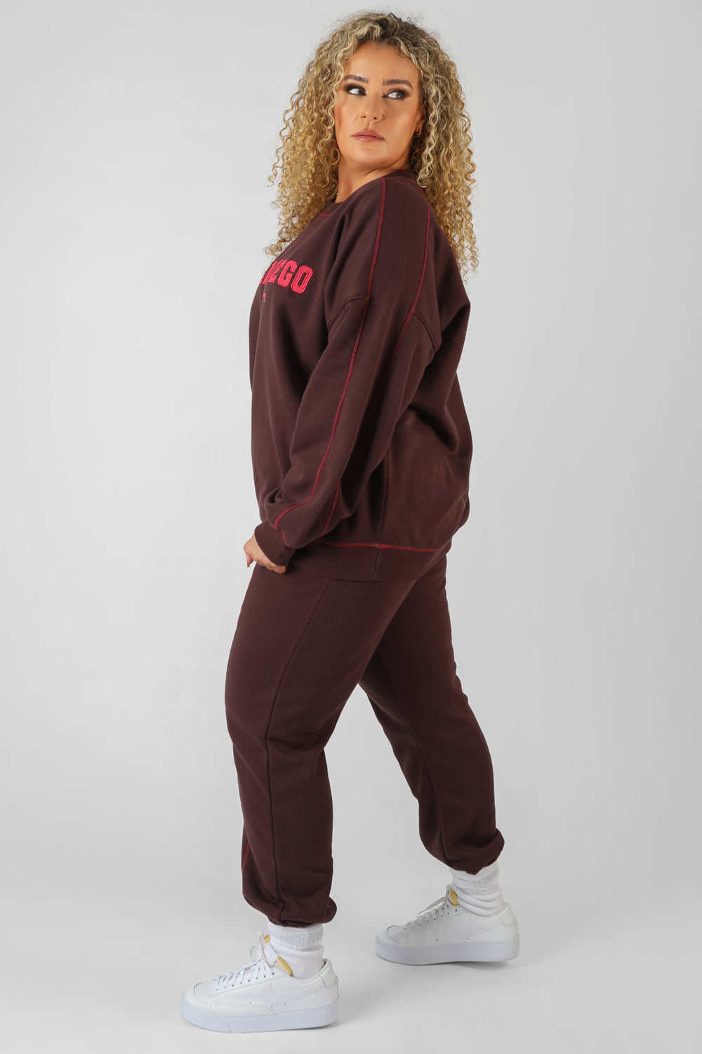 CURVE SAN DIEGO CONTRAST STITCH SWEATSHIRT AUBERGINE