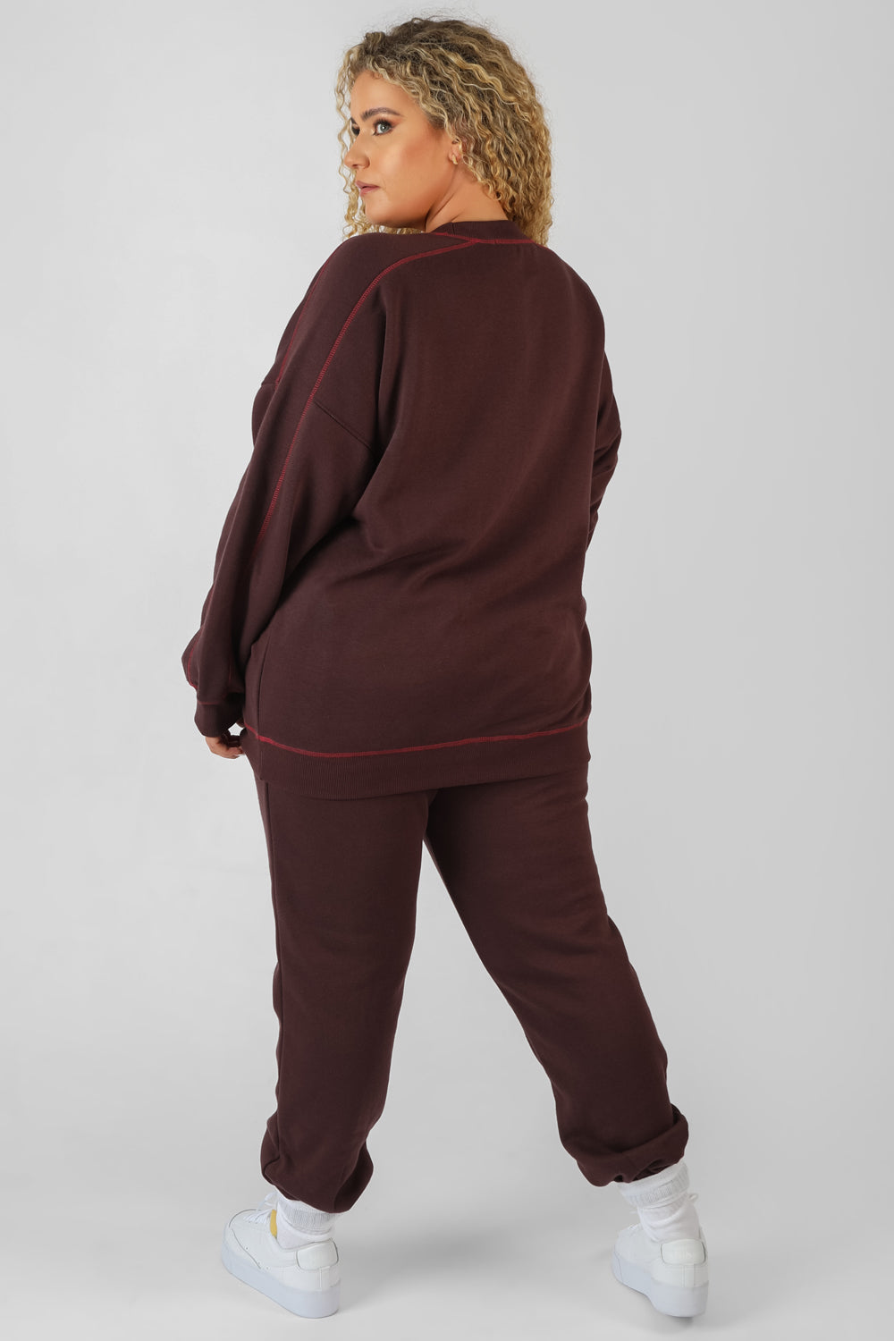 CURVE SAN DIEGO CONTRAST STITCH SWEATSHIRT AUBERGINE