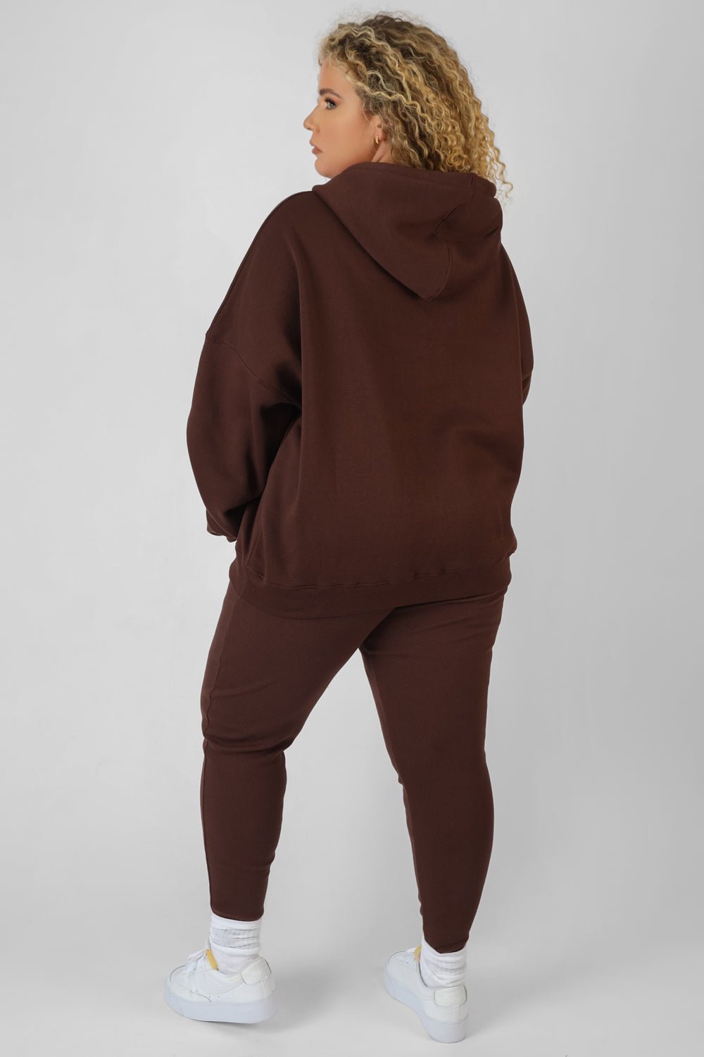 CURVE OVERSIZED HALF ZIP HOODY CHOCOLATE