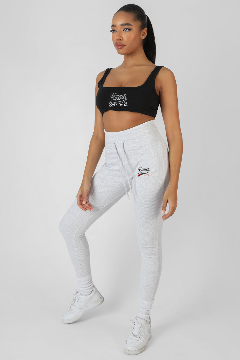 VARSITY EMBROIDERY CROP TOP BLACK