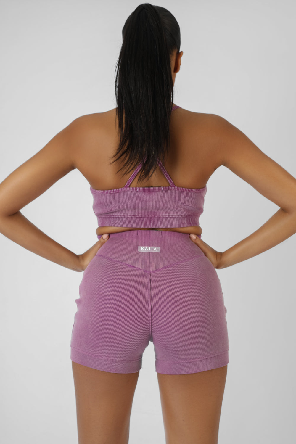 ATHLEISURE RIBBED BOOTY SHORTS PURPLE