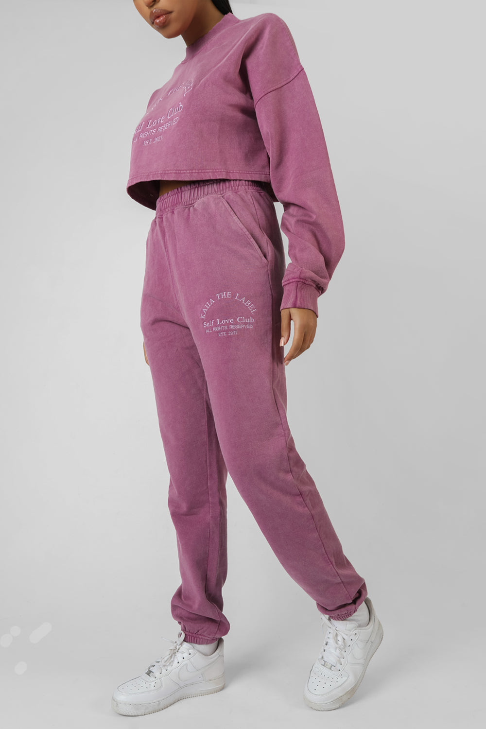 SELF LOVE CLUB EMBROIDERY JOGGERS PURPLE