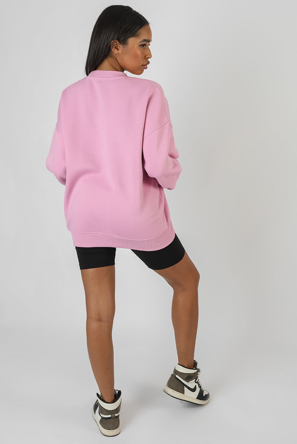 OVERSIZED TONAL EMBROIDERED SWEATSHIRT PINK