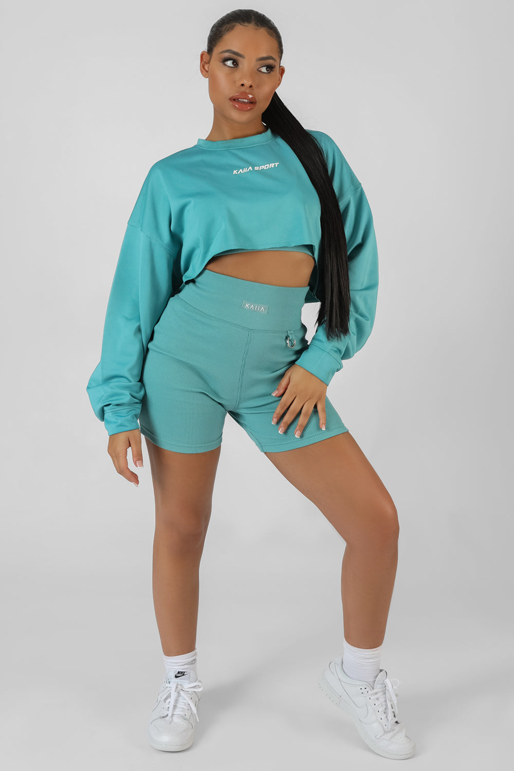 OVERSIZED SUPER CROPPED KAIIA SPORT SWEATSHIRT BLUE