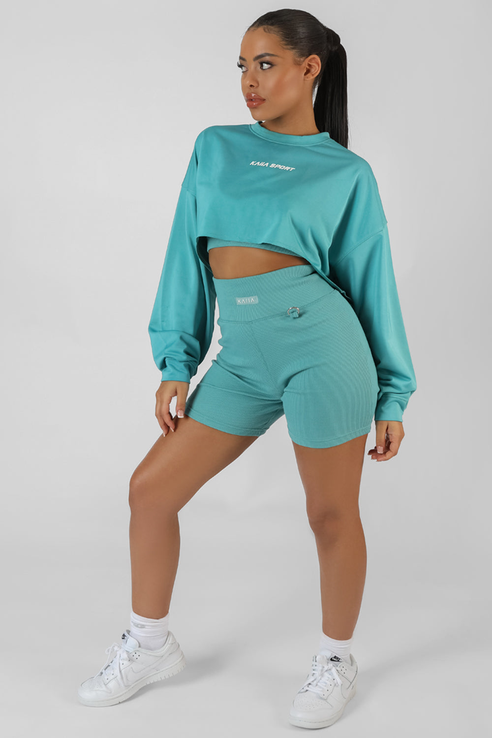 OVERSIZED SUPER CROPPED KAIIA SPORT SWEATSHIRT BLUE