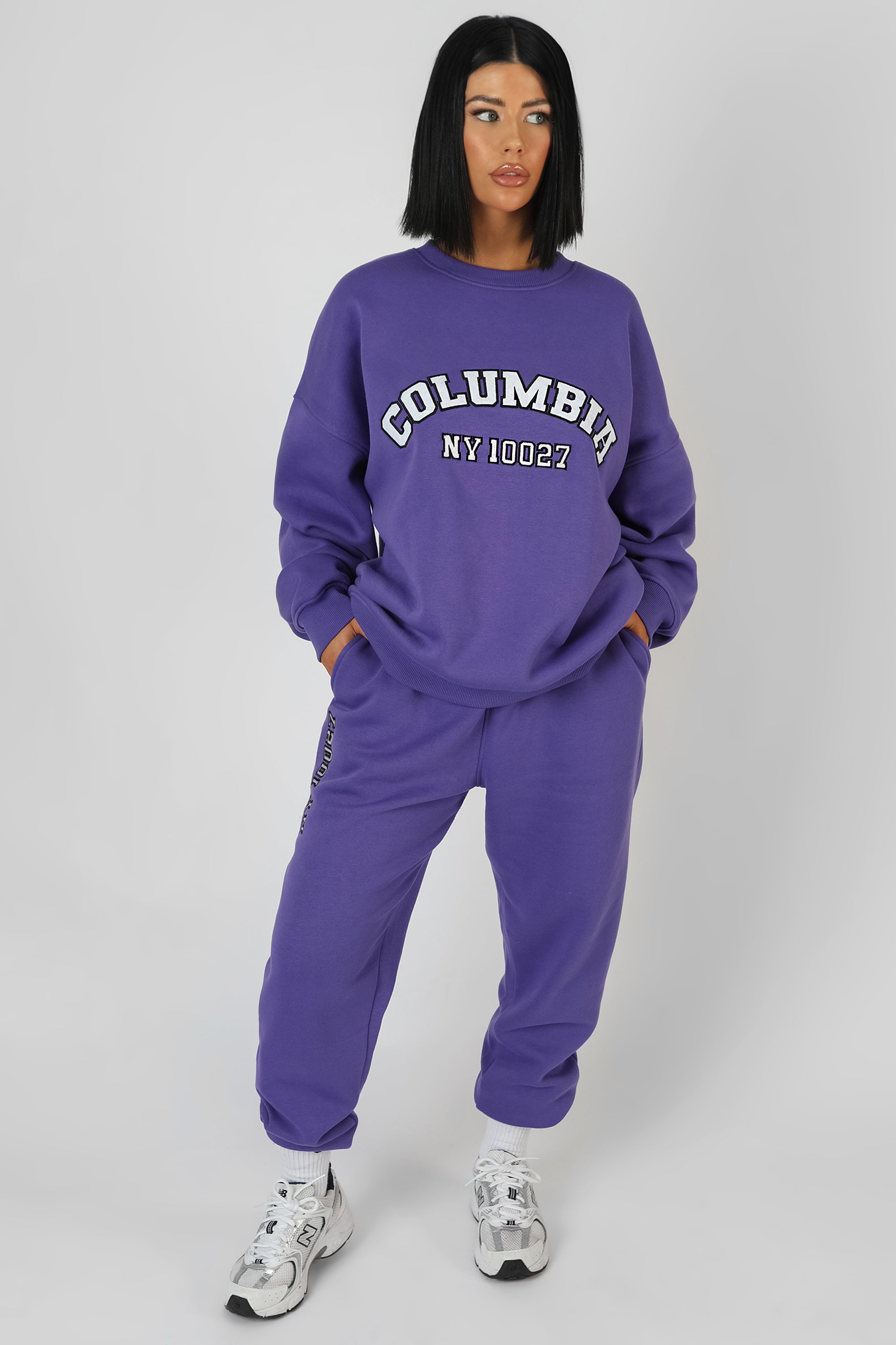 OVERSIZED COLUMBIA SLOGAN SWEATSHIRT PURPLE