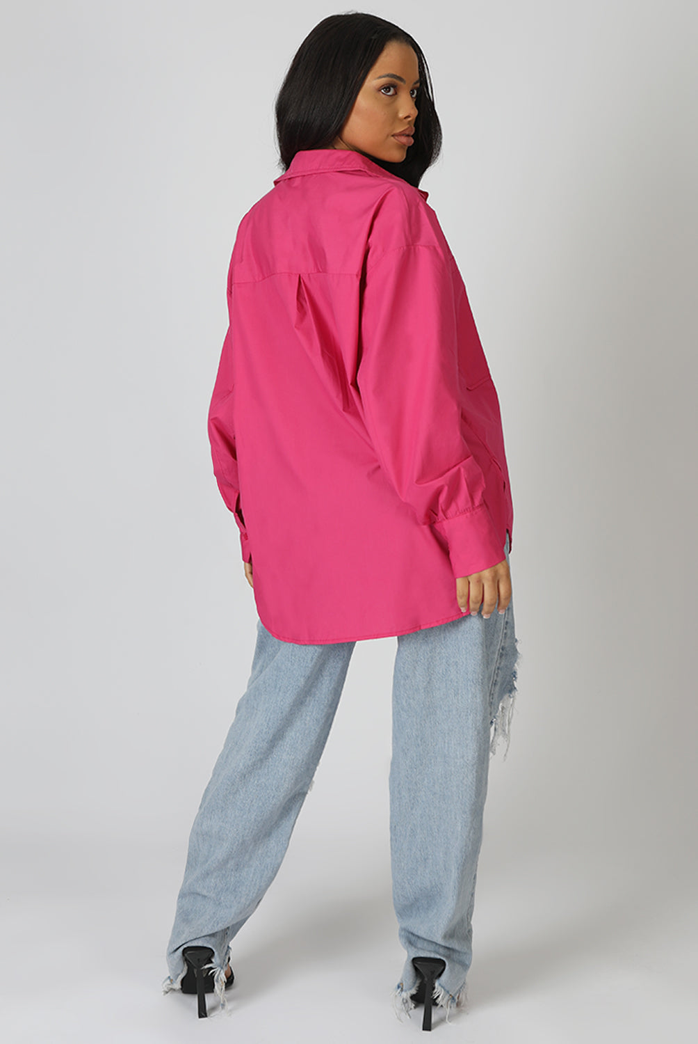 OVERSIZED POCKET POPLIN SHIRT PINK