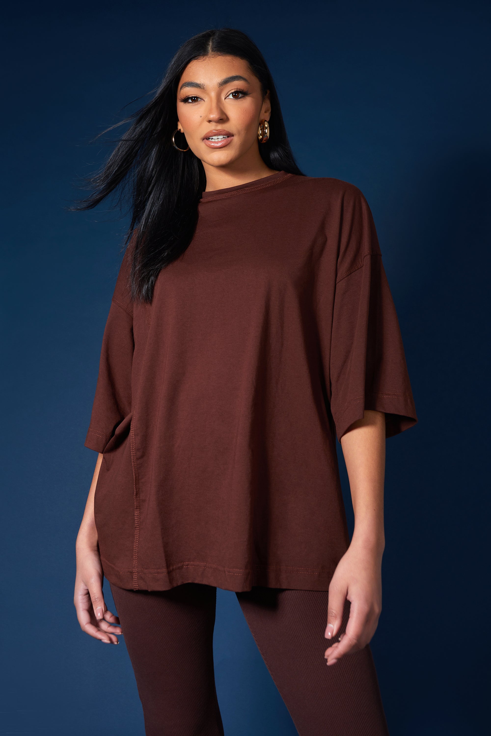 EXPOSED SEAM OVERSIZED T SHIRT COFFEE