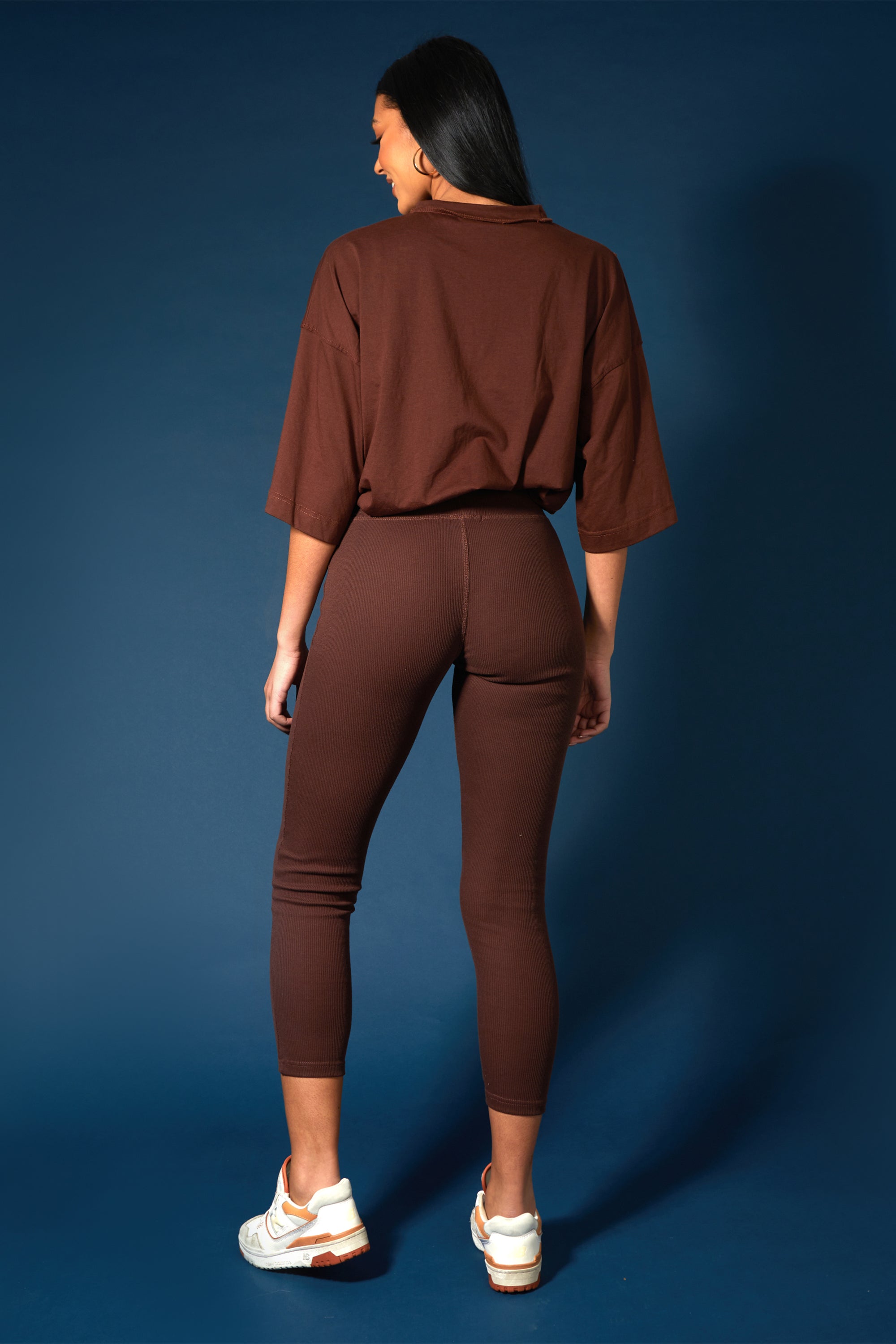 RIBBED KAIIA SPORT LEGGINGS CHOCOLATE