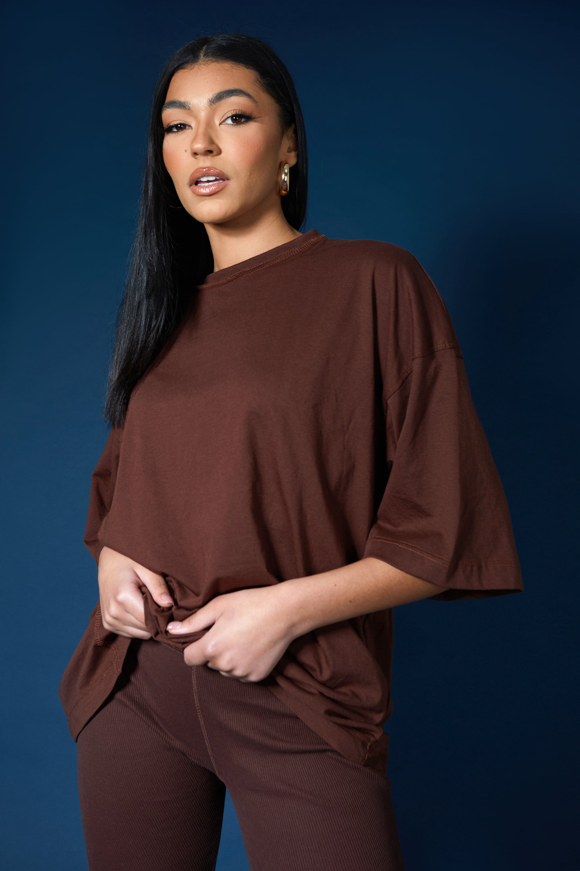 EXPOSED SEAM OVERSIZED T SHIRT COFFEE