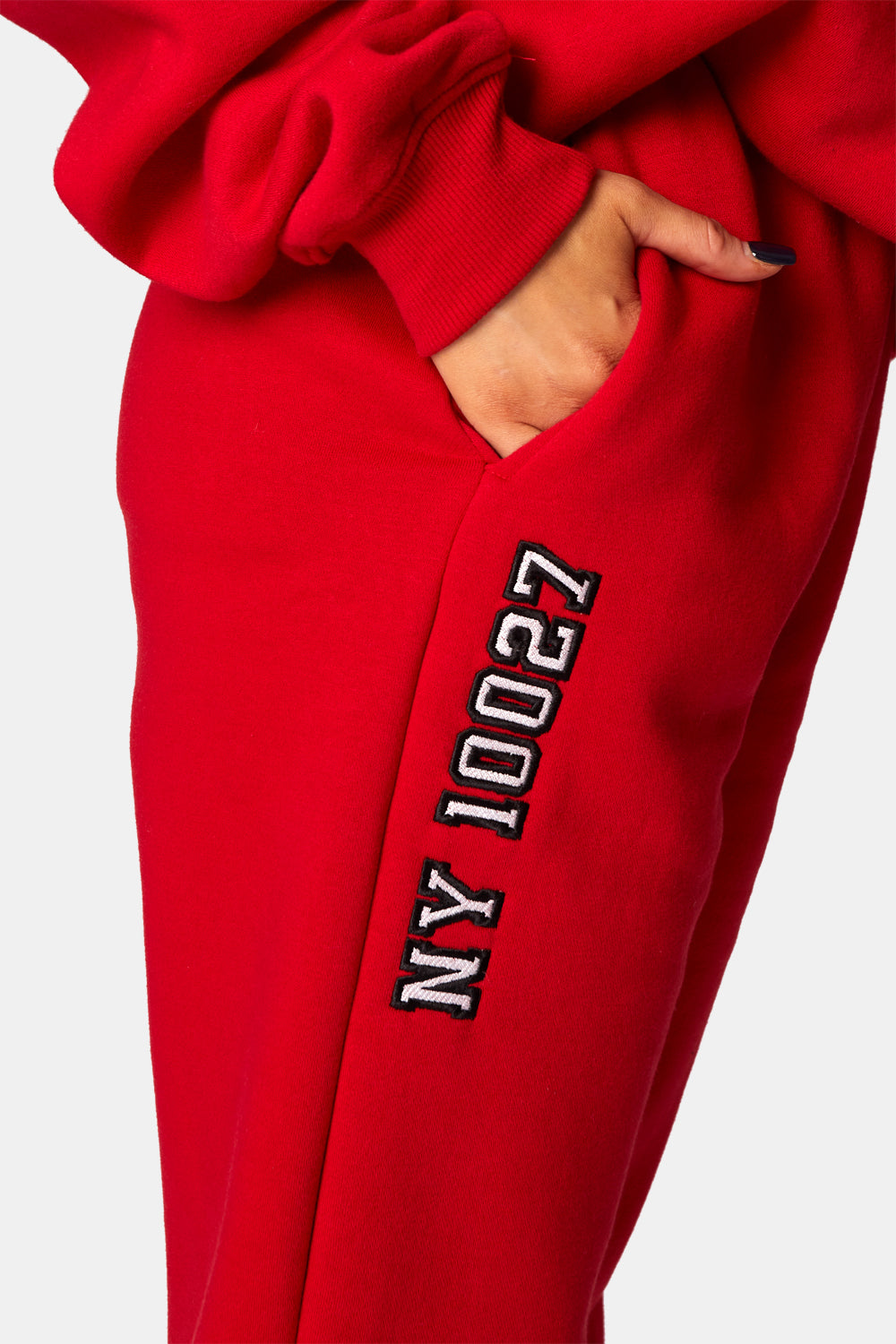 OVERSIZED COLUMBIA EMBROIDERED SLOGAN 90S JOGGERS RED