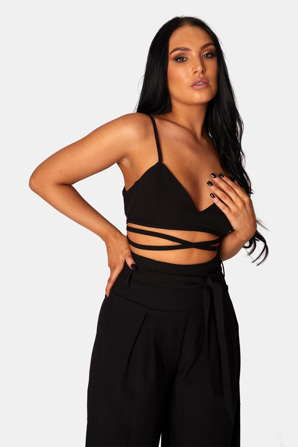 PREMIUM TIE WRAP DETAIL BRALET BLACK