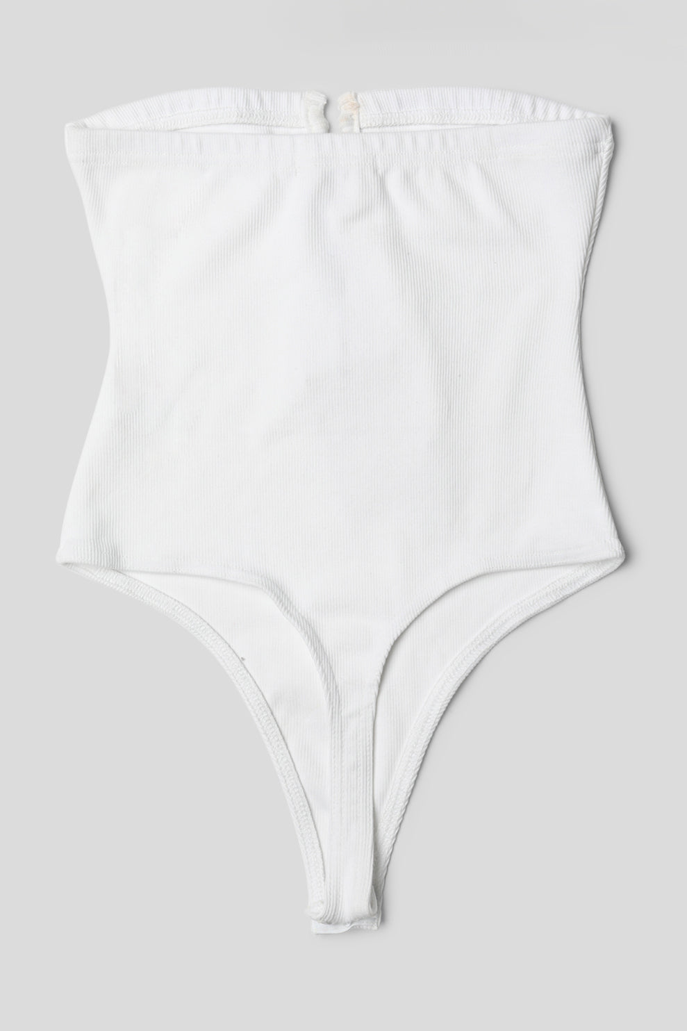 V FRONT BANDEAU RIBBED BODYSUIT WHITE