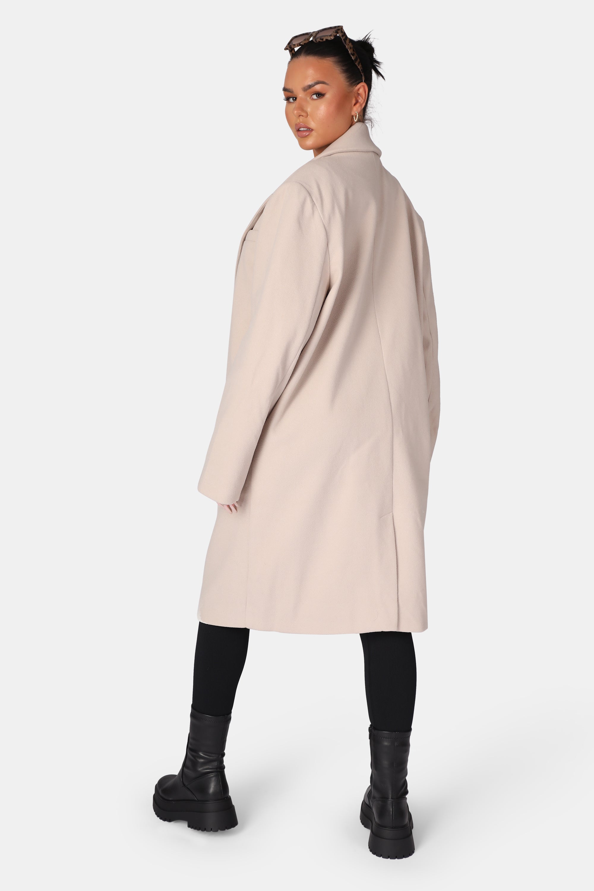 Longline Oversized Wool Coat Stone