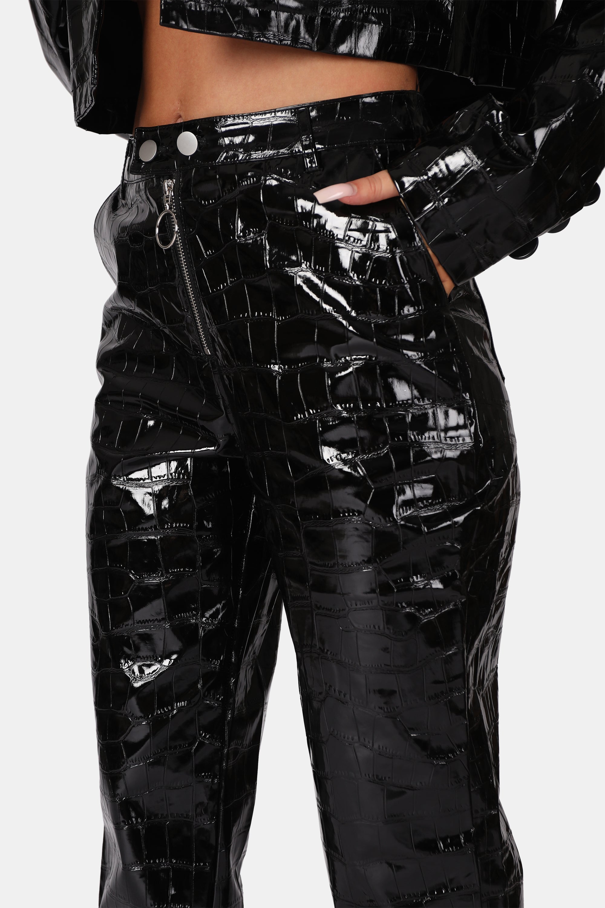 CROC VINYL TROUSERS BLACK