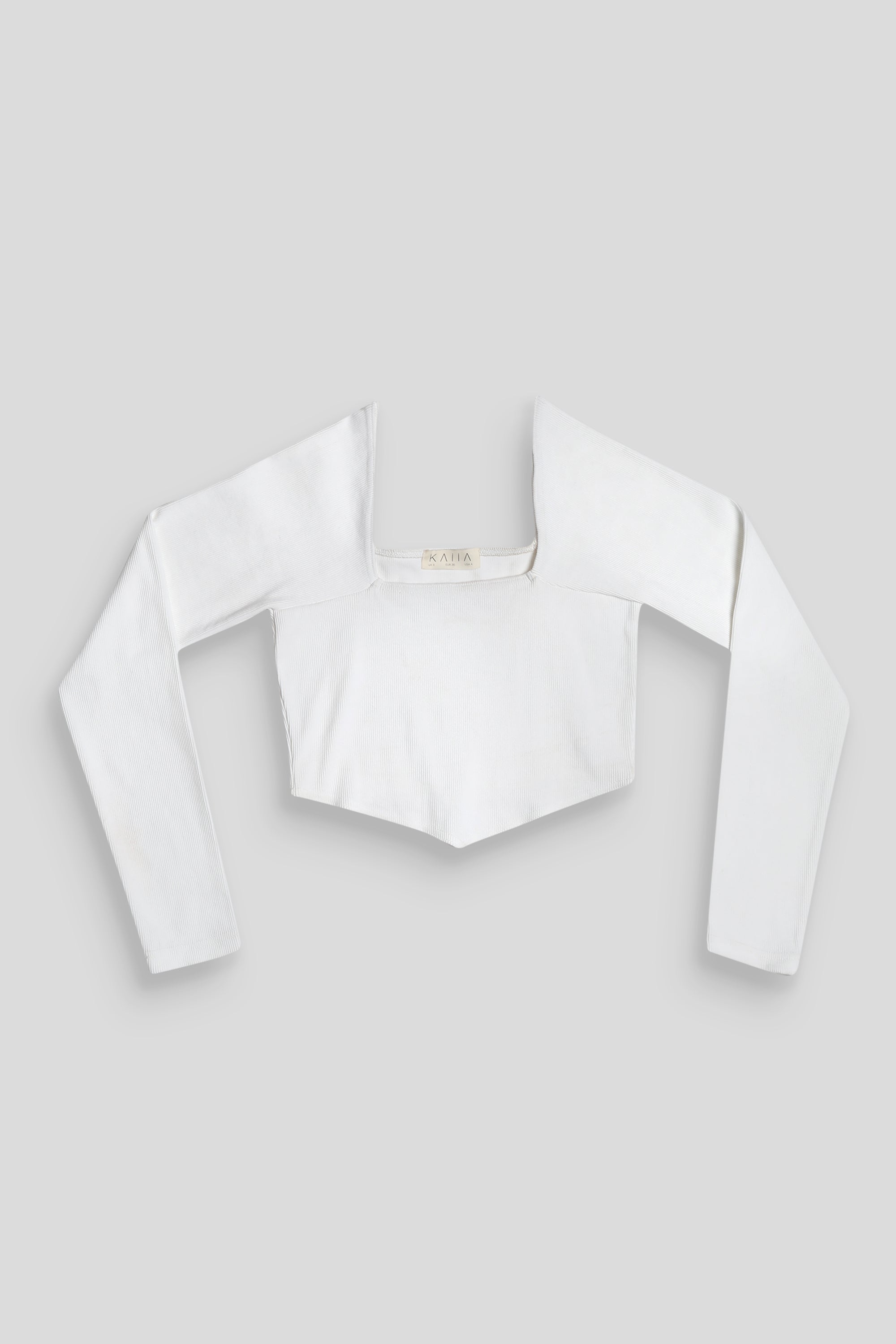 LONG SLEEVE HANKEY CROP TOP WHITE