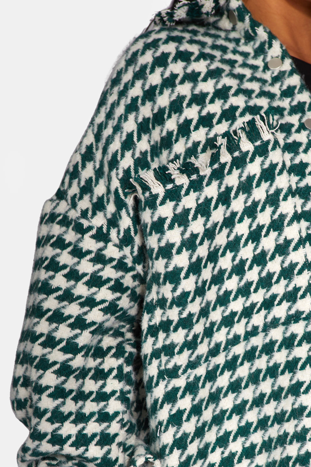 HOUNDSTOOTH SHACKET FOREST GREEN