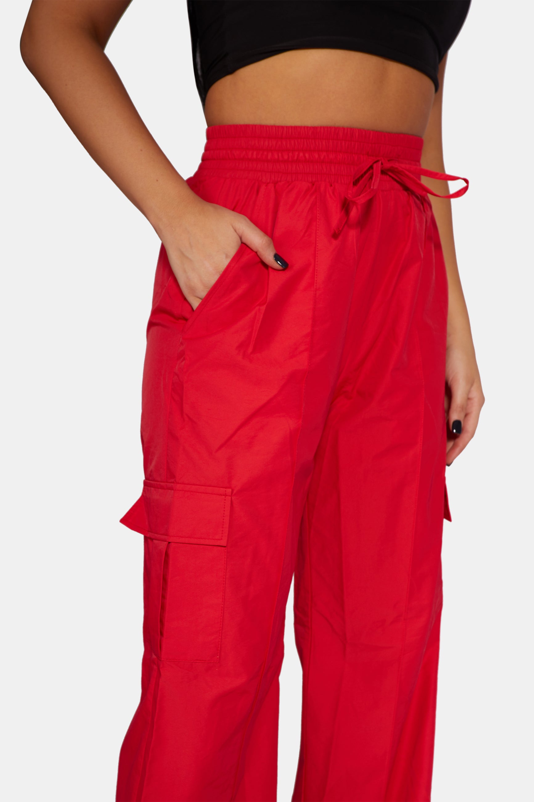 SPLIT HEM CARGO TROUSERS RED