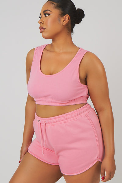 TRIANGLE RIBBED BRALET PINK