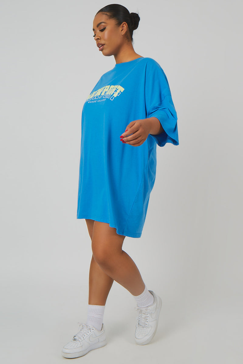 CURVE NEWPORT GRAPHIC T-SHIRT DRESS BLUE