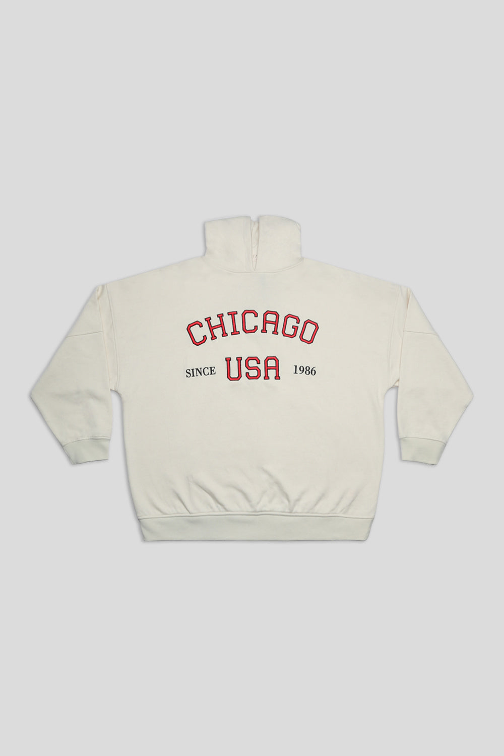 CHIGAGO SLOGAN OVERSIZED HOODIE ECRU