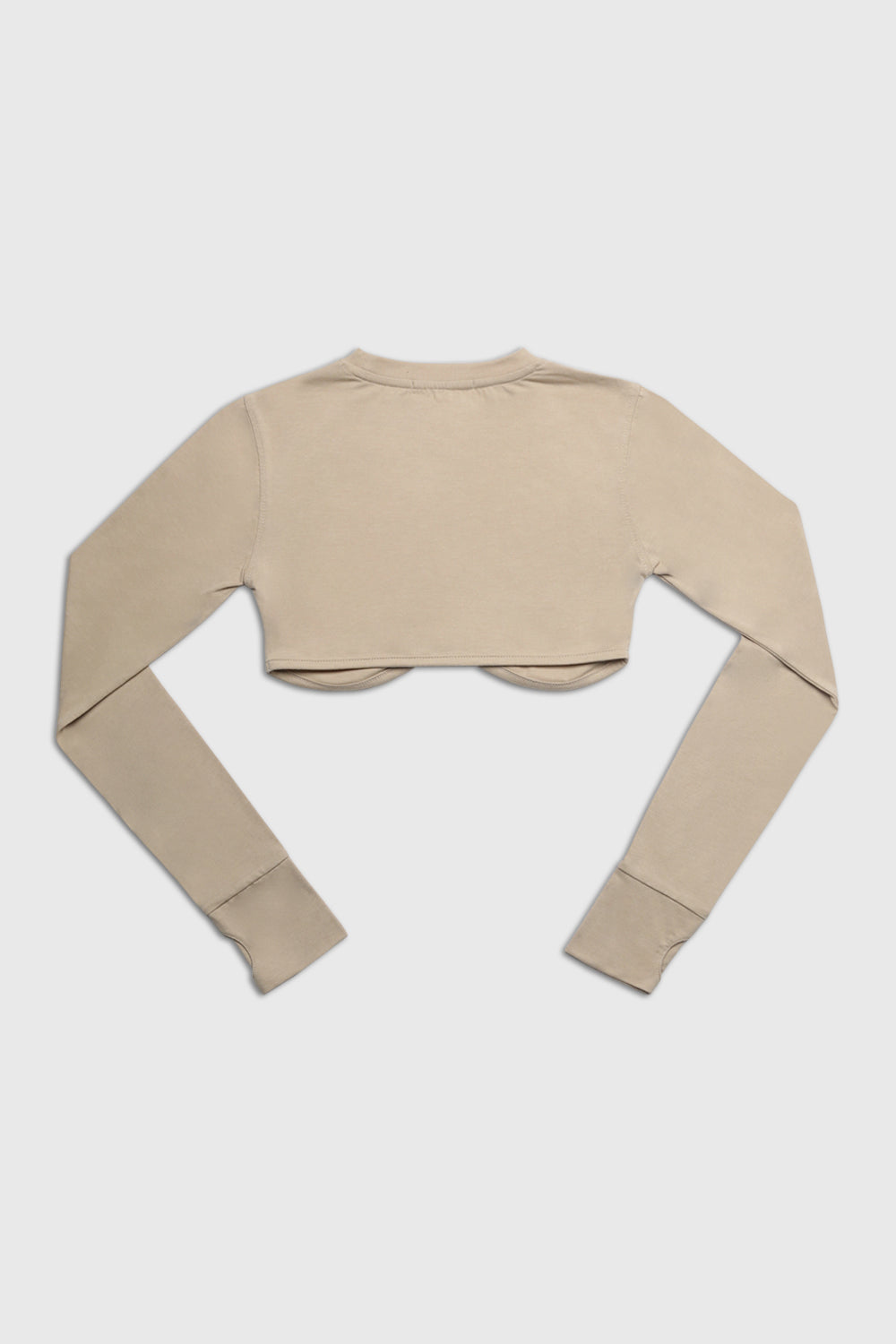 LONG SLEEVE UNDERBUST CROP TOP STONE