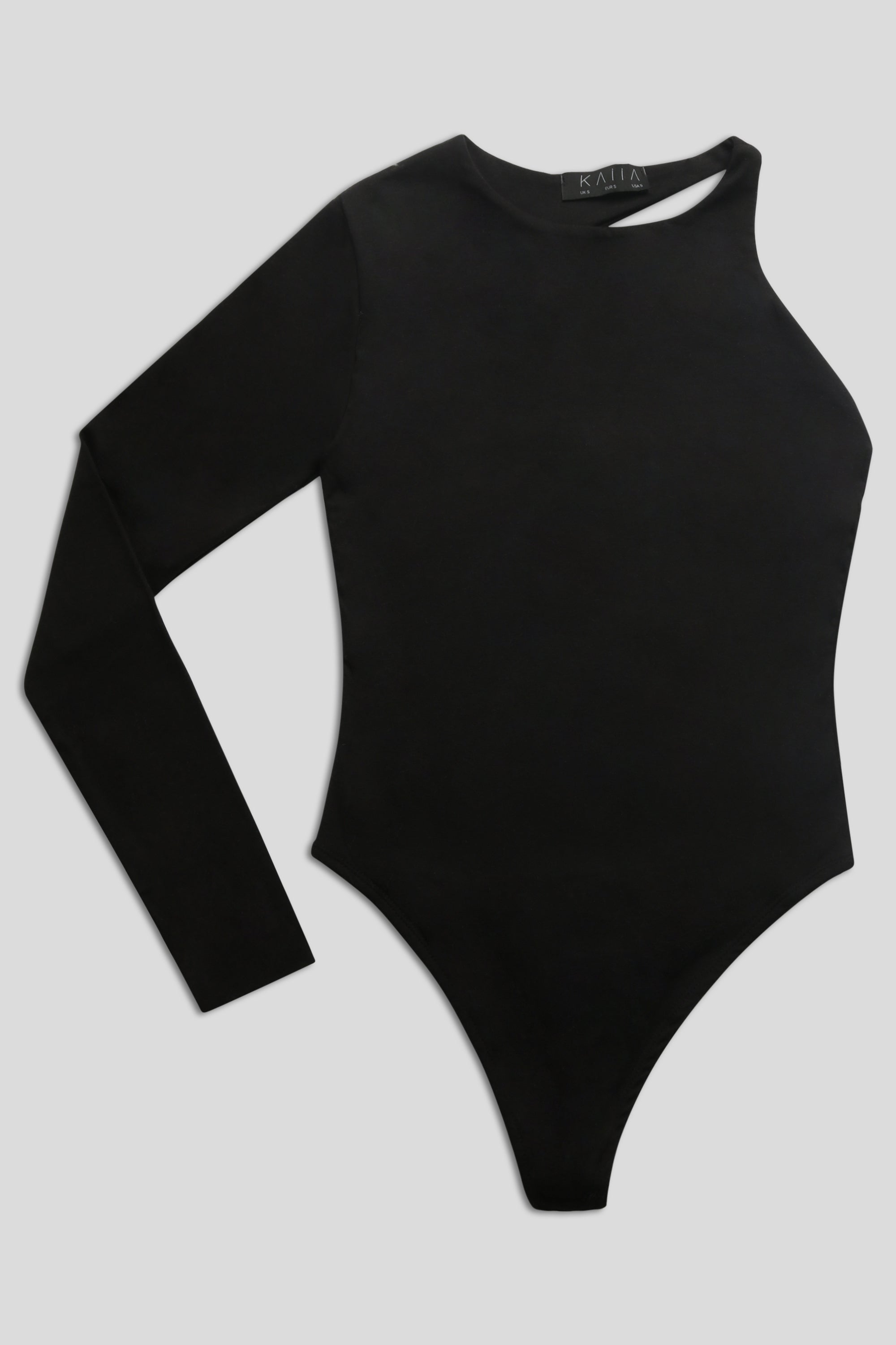 ONE SLEEVE ASYMMETRIC BODYSUIT BLACK