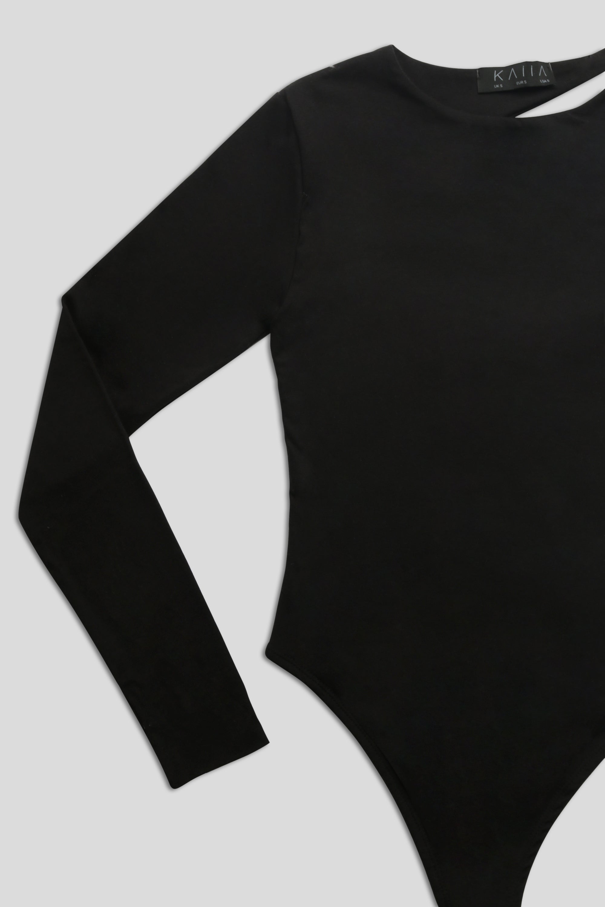 ONE SLEEVE ASYMMETRIC BODYSUIT BLACK