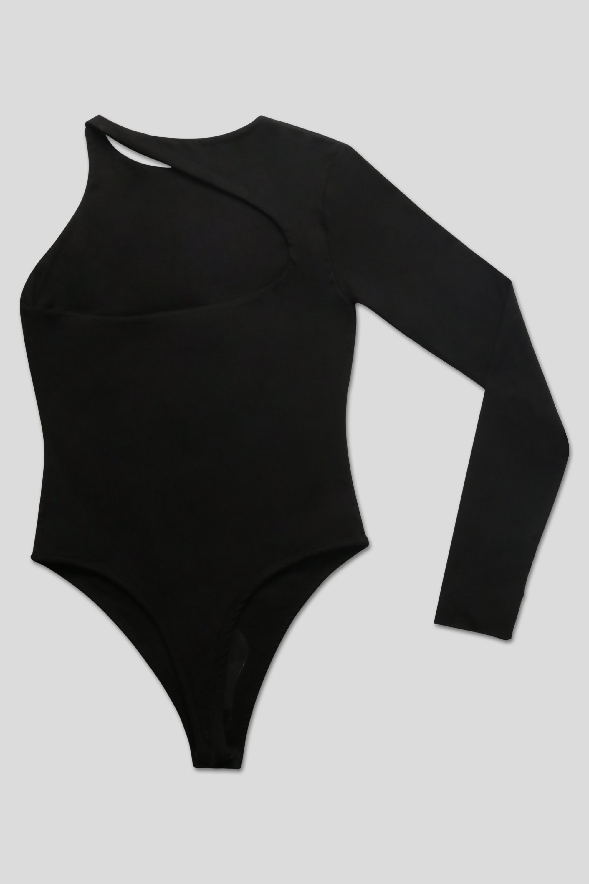 ONE SLEEVE ASYMMETRIC BODYSUIT BLACK