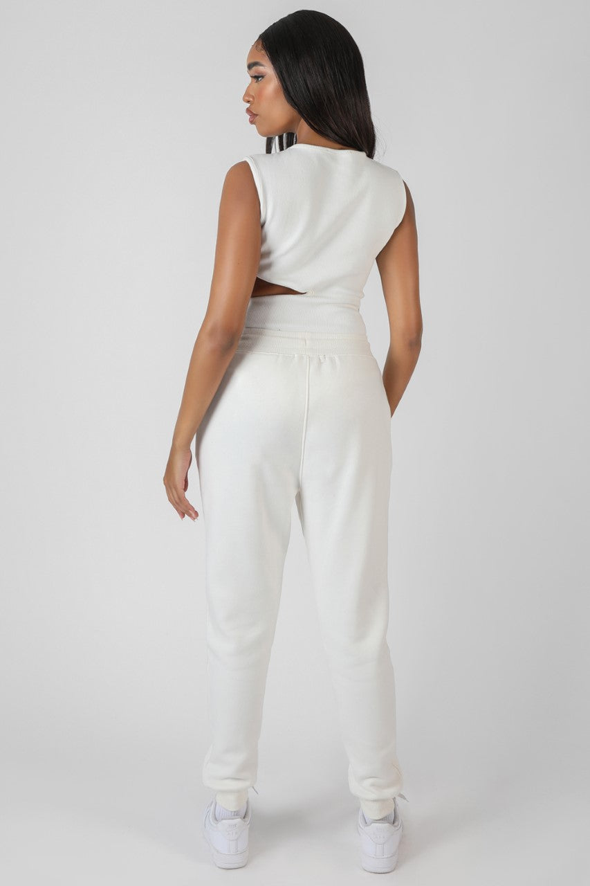 ASYMMETRIC CUT AWAY BODYSUIT WHITE