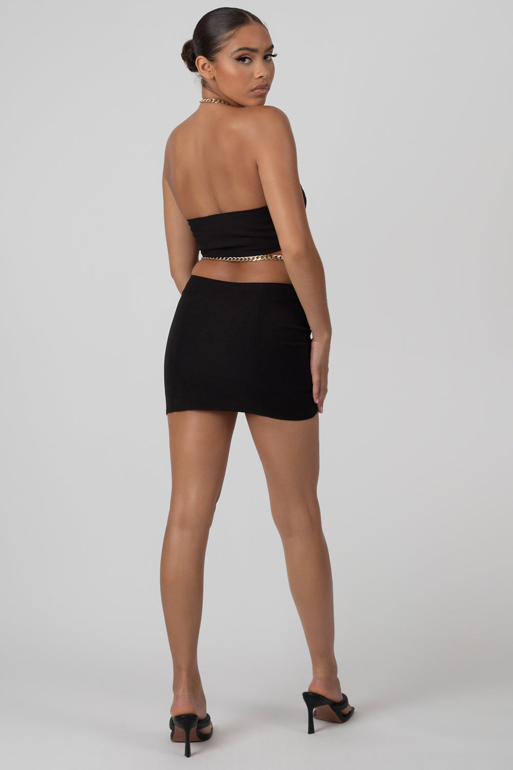 CHAIN WAIST MINI SKIRT BLACK