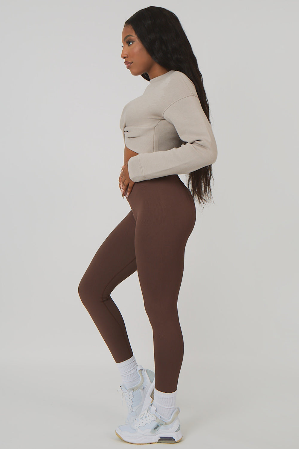 TWIST FRONT CROPPED SWEATSHIRT ASH