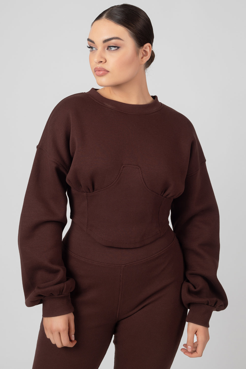 CORSET DETAIL SWEAT CHOCOLATE