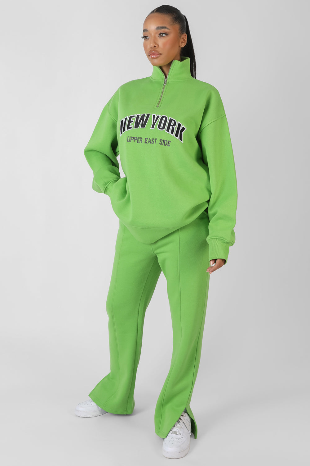 NEW YORK HALF ZIP OVERSIZED SWEATSHIRT GREEN