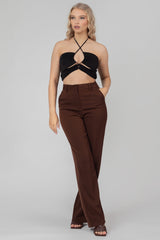 SLINKY LOOP RUCHING CROP TOP BLACK