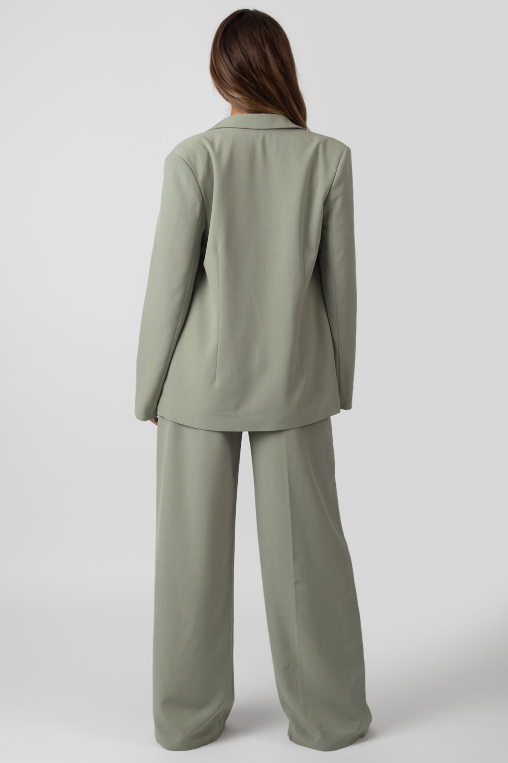 PREMIUM TIE WAIST WIDE LEG TROUSERS SAGE