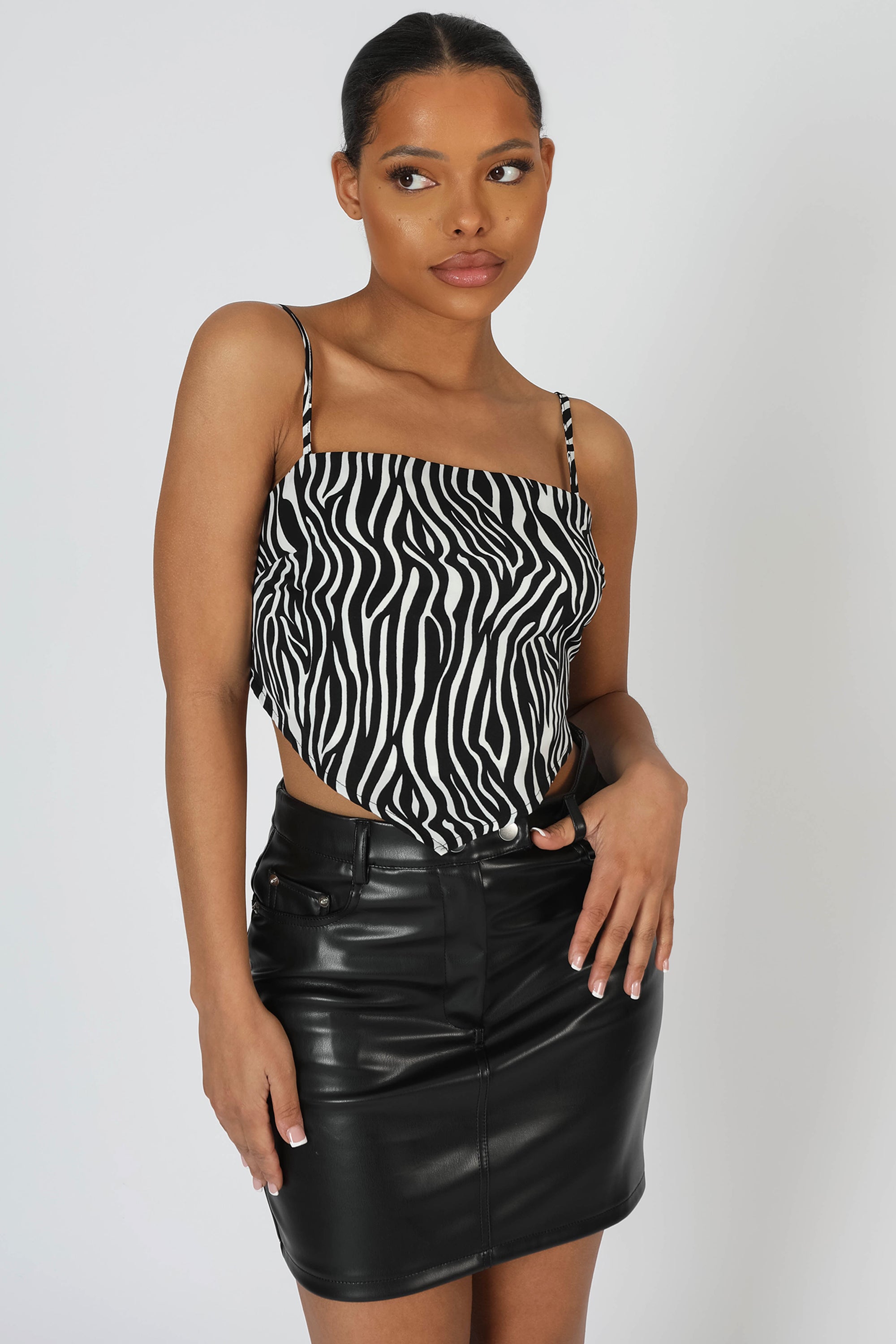 ZEBRA PRINT HANDKERCHIEF TOP