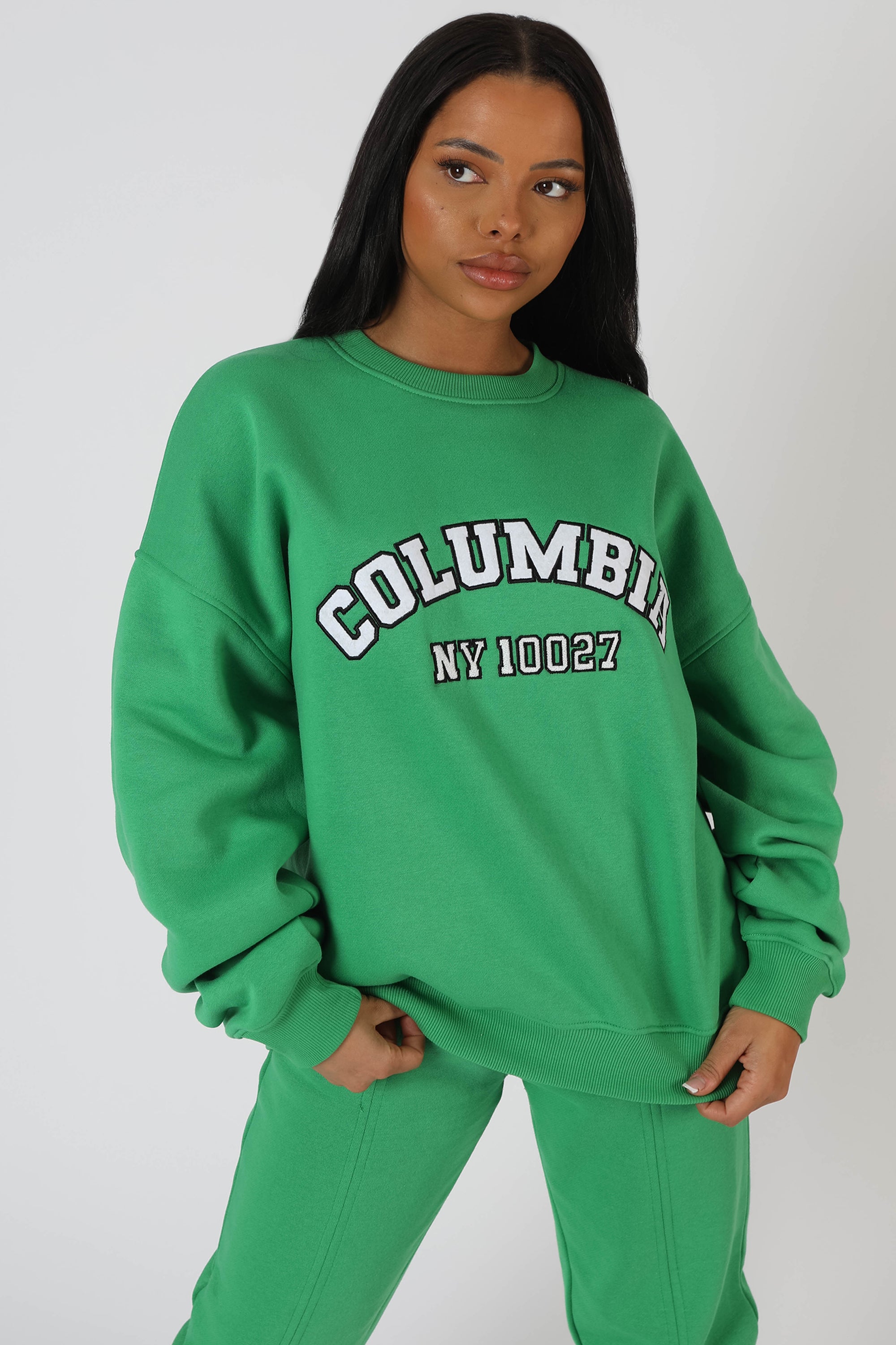 OVERSIZED COLUMBIA SLOGAN SWEATSHIRT GREEN